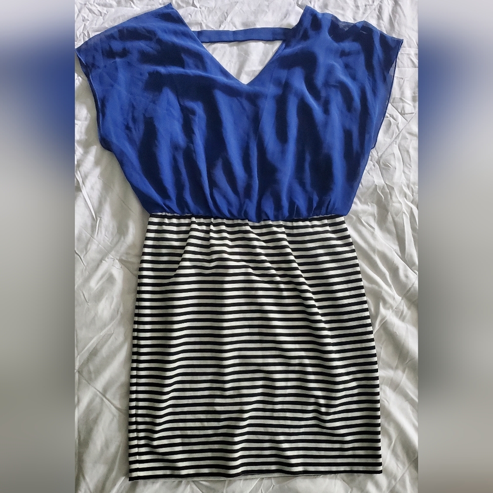 Enfocus Studios Royal Blue Mini Dress Size 14 LIKE NEW